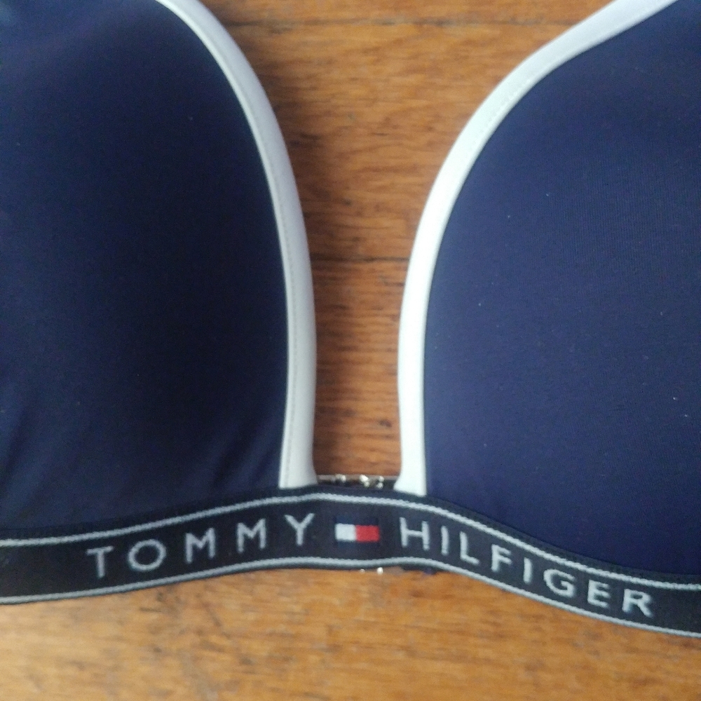 Tommy Hilfiger Logo Band Bikini Top, Molded Cups - Picture 2 of 6